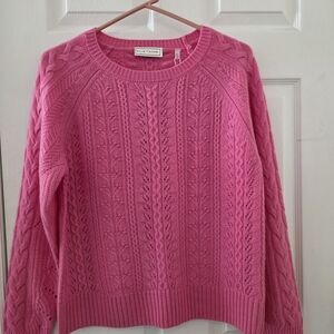 NEW Ellie Tahari Pink Cable Knit Sweater